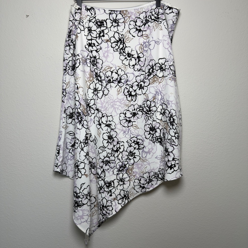 White House Black Market Women y2k Skirt 214 White Floral‎ Asymmetrical Artsy - Picture 4 of 7